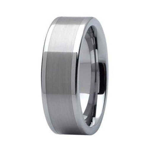 The Summit Satin Finish Tungsten Carbide Wedding Ring Polished Edges