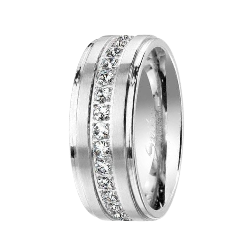 The Halo Men's Polished Stainless Steel Eternity Band with CZs 7mm