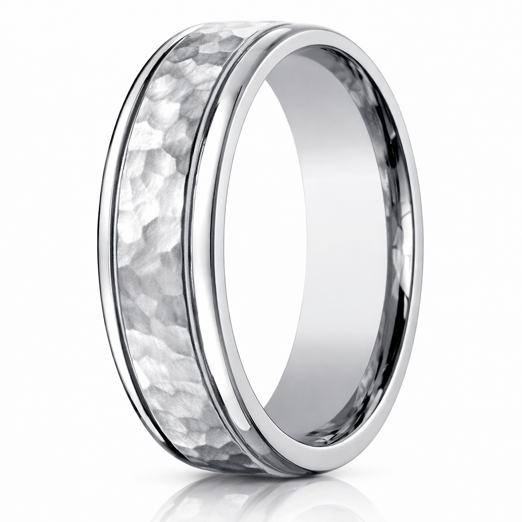 The Forge 7mm Men's Titanium Wedding Ring with Hammered Finish