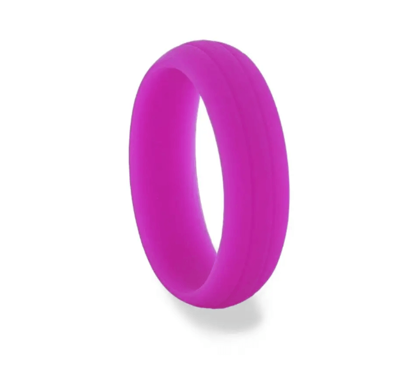 AMARIS Dual Groove Silicone Ring Purple Comfort Fit Hypoallergenic-8mm
