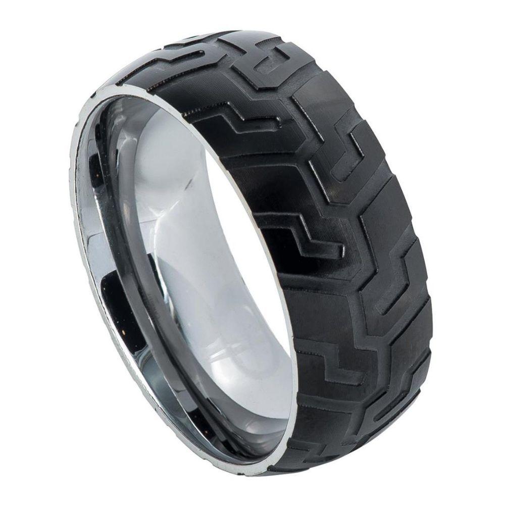 Black IP Plated with Super Sleek Tire Tread Laser Carved Pattern l 9mm