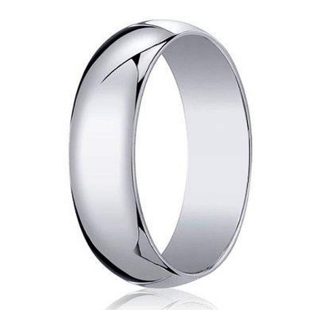 The Harrison 14K White Gold Polished Domed Wedding Band for Men 7mm