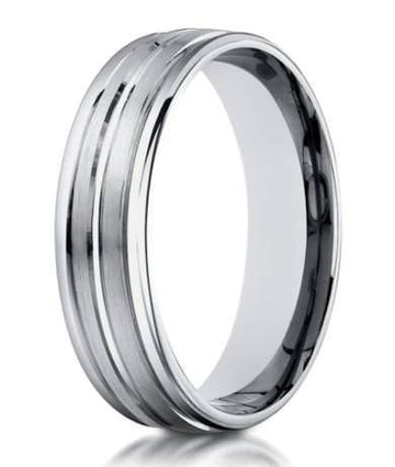 Designer 14K White Gold Men's Wedding Ring, Contemporary | 4mm