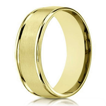 Satin Finish 14K Yellow Gold Designer Wedding Ring for Men | 6mm