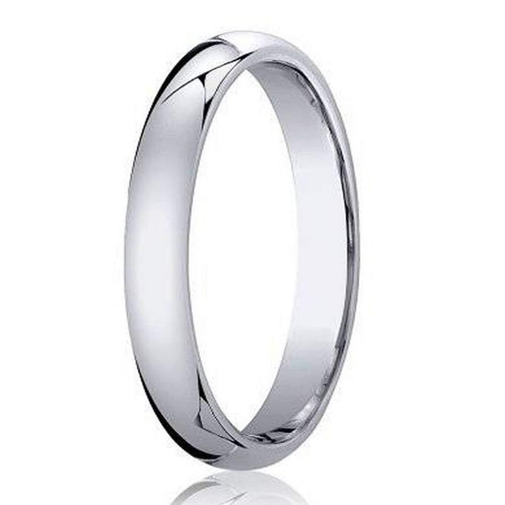 Men's 18K White Gold Domed Profile Designer Wedding Ring | 3mm