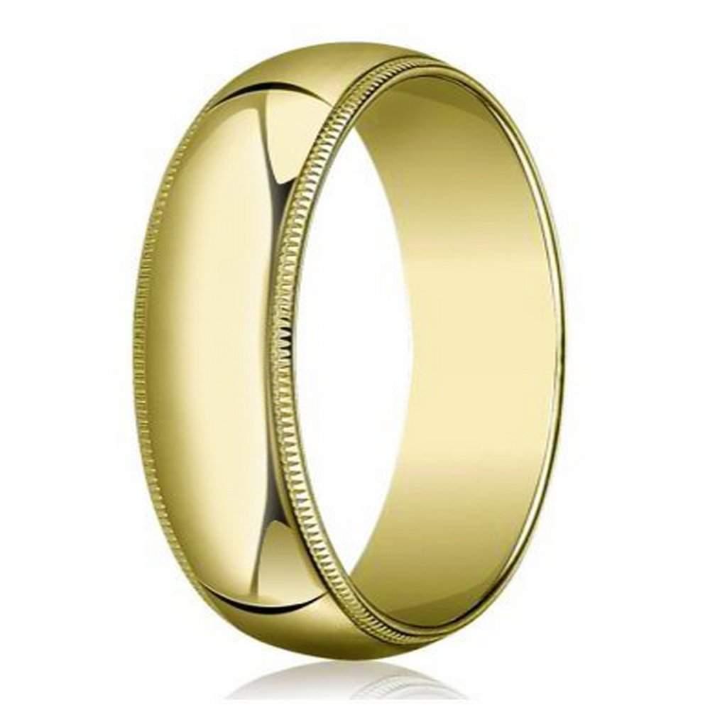Beaded Edge Men's Designer 18K Yellow Gold Wedding Band | 6mm