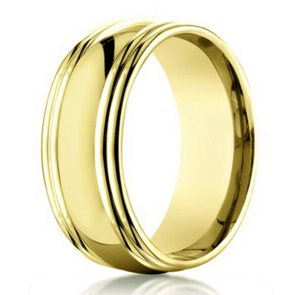 The Gilded Ridge Double Edged 18K Yellow Gold Designer Men's Wedding R