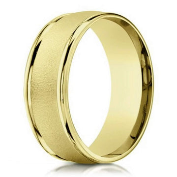 6mm Wire Finish Men's Designer Wedding Ring in 14k Yellow Gold