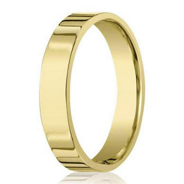 4mm Men's Designer 14k Yellow Gold Wedding Ring with Flat Profile