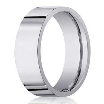 6mm 14k White Gold Designer Wedding Ring for Men with Flat Profile