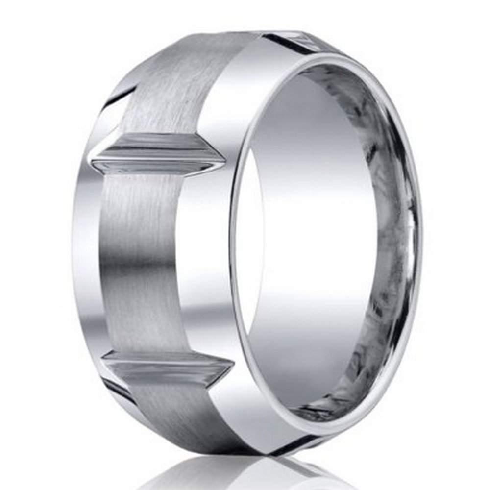 Men's Cobalt Chrome Ring Horizontal Grooves  | 10mm