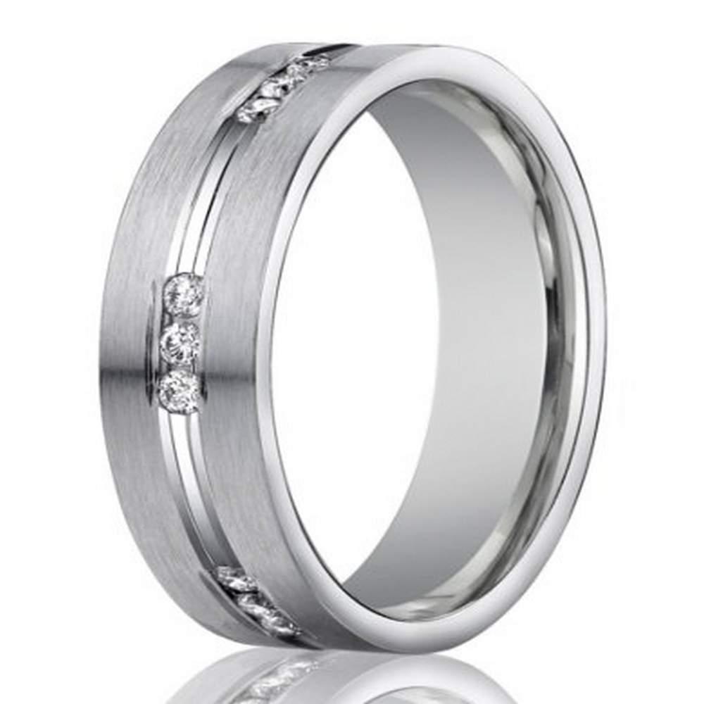 The Radcliffe Men's 14K White Gold Wedding Ring with 18 Channel Set Di