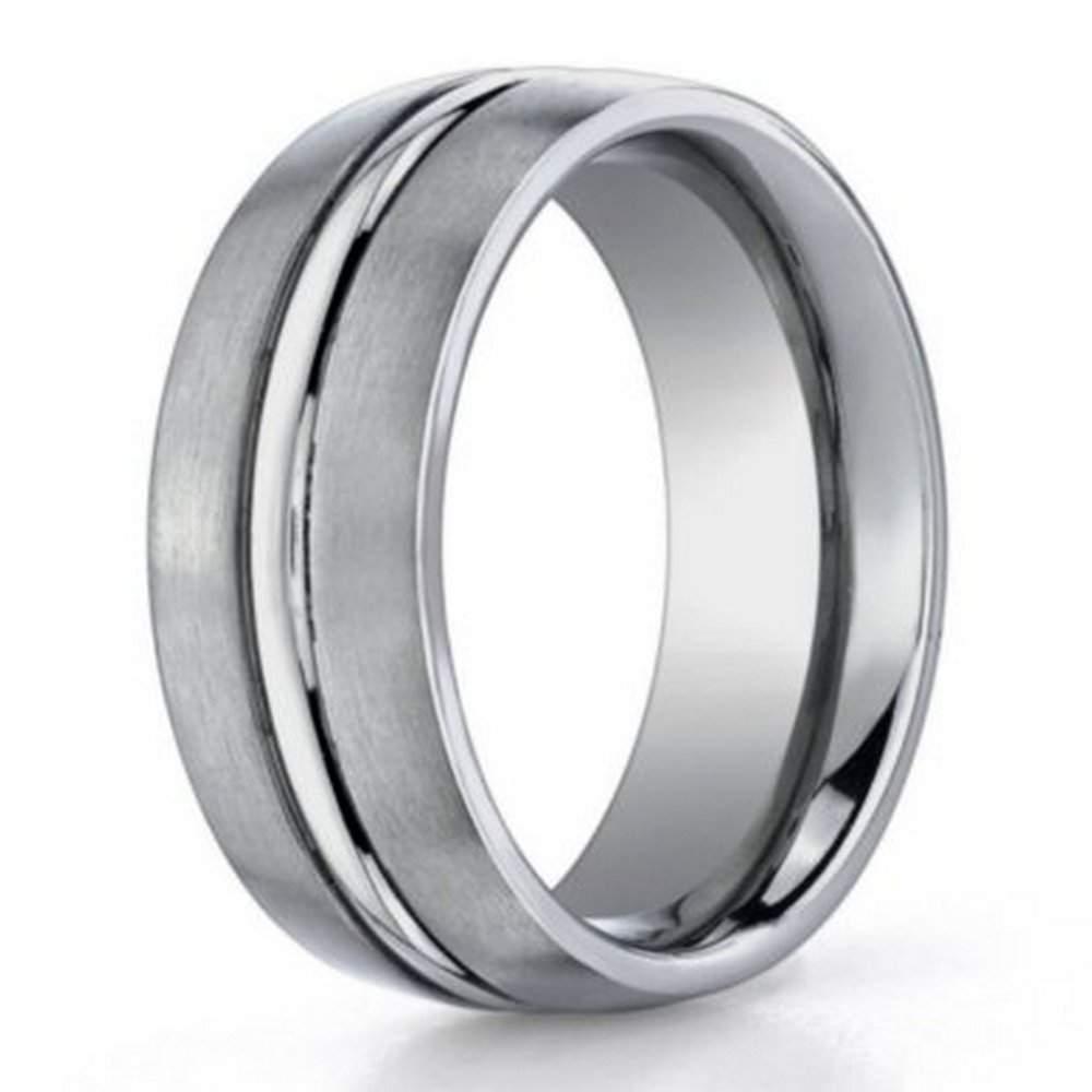 6mm Benchmark Titanium Satin Finish Wedding Ring with Trim