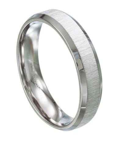 Stainless Steel Ring with Brushed Finish and Beveled Edges-5mm