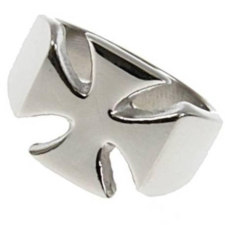 Polished Stainless Steel Iron Cross Ring-15mm