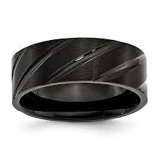 Matte-Finished Black Stainless Steel Band with Diagonal Grooves | 6mm