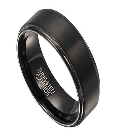 Contemporary Black Tungsten Men's Ring with Polished Edges | 8mm
