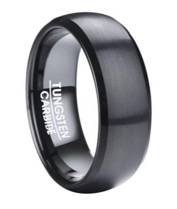 Black Tungsten Ring for Men with Classic Domed Profile | 8mm