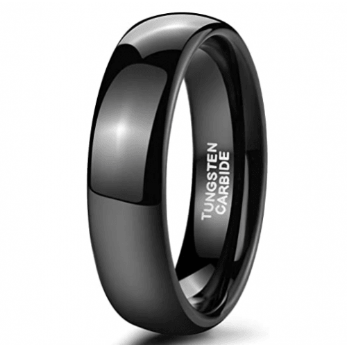 Black Men s Tungsten Dome Wedding Band 5.5 mm