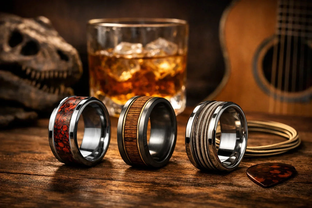 Men S Inlay Rings The Ultimate Guide to Men's Inlay Rings: Dinosaur Bone, Whiskey Barrel ...