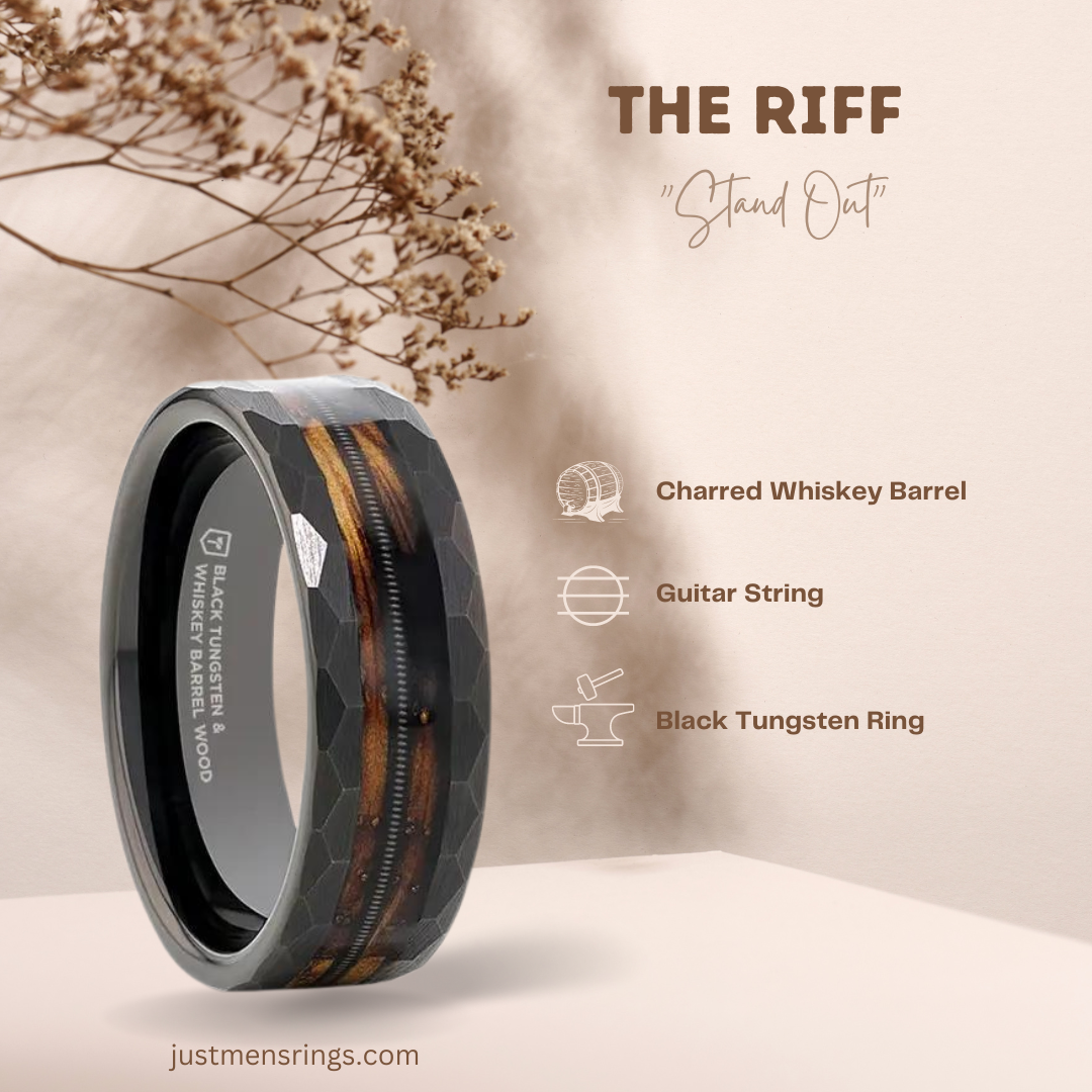 Men's Wood Inlay Rings l Wedding Bands & Fashion Rings