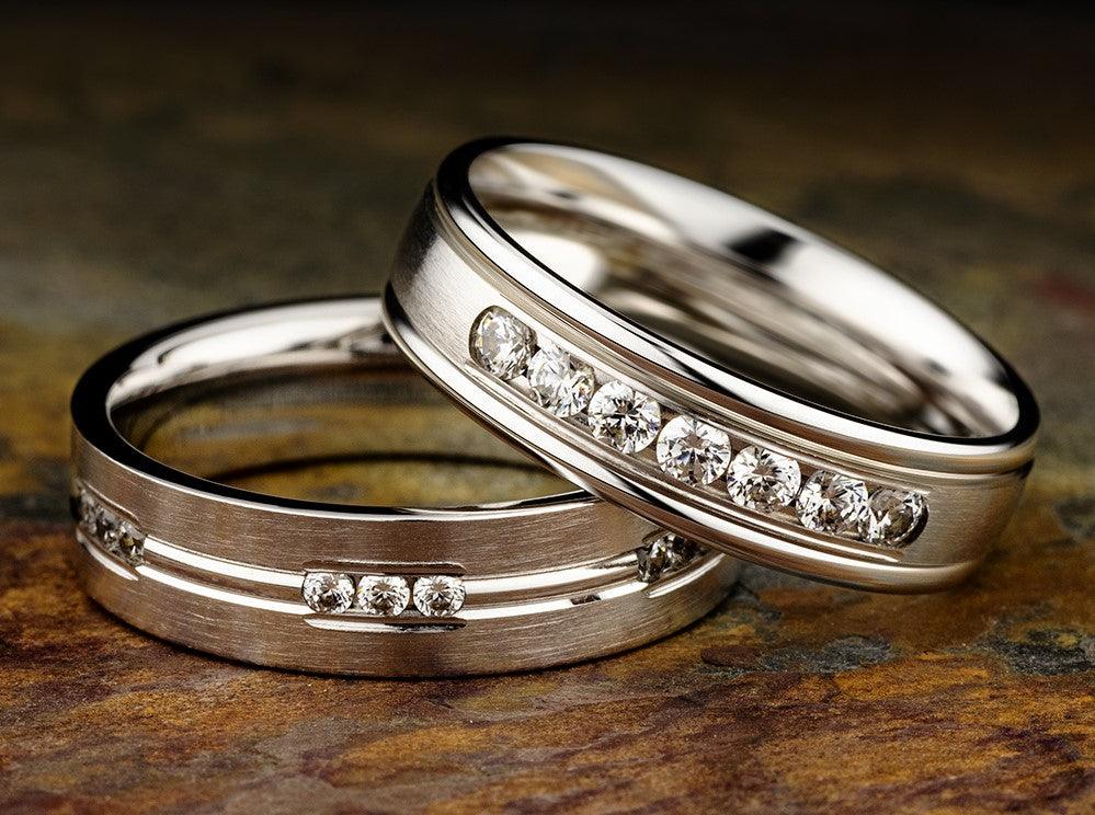 14K White Gold Men's Wedding Bands