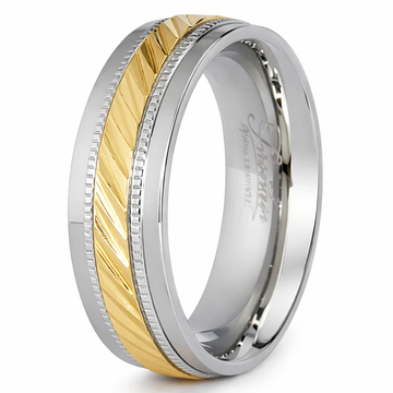 Men's Two-Tone Stainless Steel and Gold Plated Ring | 8mm – Just Mens Rings