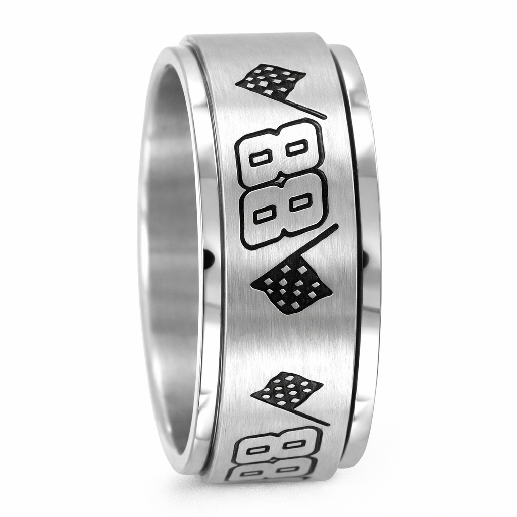 Number 88 Racing Ring with Checker Flag - Spinner Ring 8mm – Just