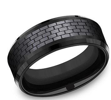 Black Titanium 8mm Block Inlay Designed Band