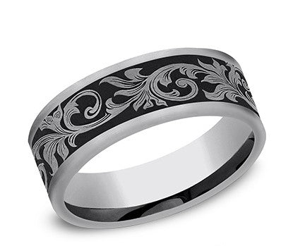 7mm Tungsten Carbide Script Engraved Designed Ring