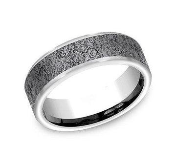 Men's Unique Textured Finish Tungsten Ring - 7mm