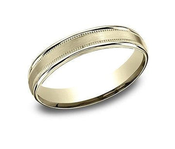 Designer 18K Yellow Gold Wedding Band for Men With Milgrain | 4mm