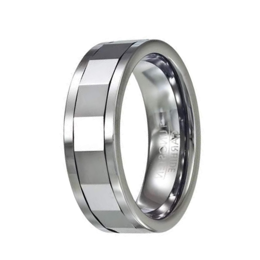 Mens 8mm Wedding Band In Stainless Steel - Foto 4