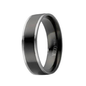 Men's Titanium Wedding Ring With Black Inner Band & CZ Stone | 8mm Width, Selectable Size