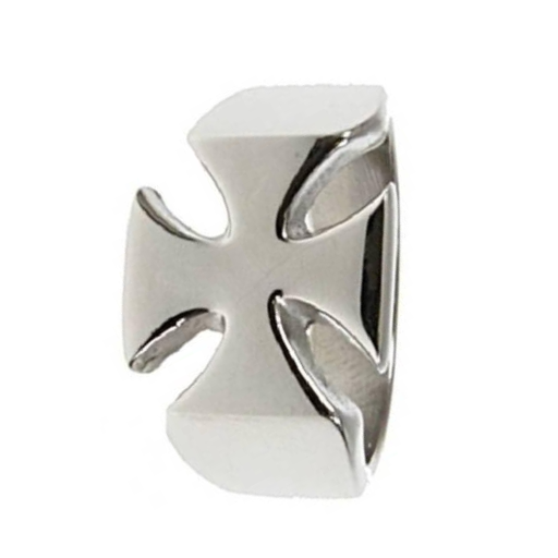 The Dominion Polished Stainless Steel Iron Cross Ring-15mm – Just Mens ...