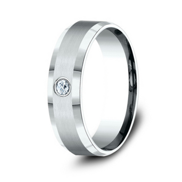 6mm Men’s 950-Platinum Single Diamond Wedding Ring