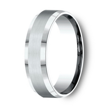 Men's Wedding Ring in 950 Platinum with Beveled Edges, 6mm
