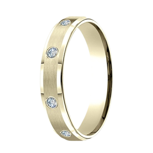 The Preston 4mm 14k Yellow Gold Diamond Eternity Band Satin Center with Beveled Edges