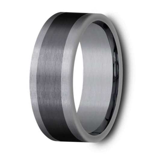 The Duke Men's 8mm Black Titanium Satin Finish Center with Tantalum Edges