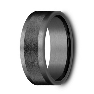 The Admiral Men's Dark Tantalum 8mm Wire Brushed Finish Center Ring