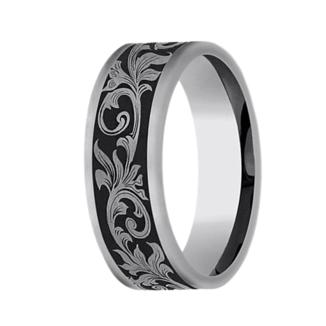 The Palace 7mm Tungsten Carbide Script Engraved Designed Ring