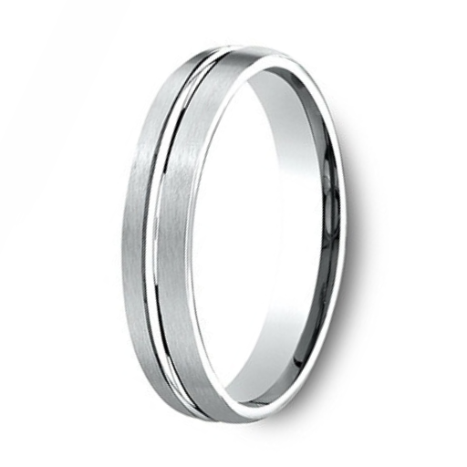 The Sloane Men's 4mm Satin Finish 14k White Gold Wedding Band Polished Cut Center