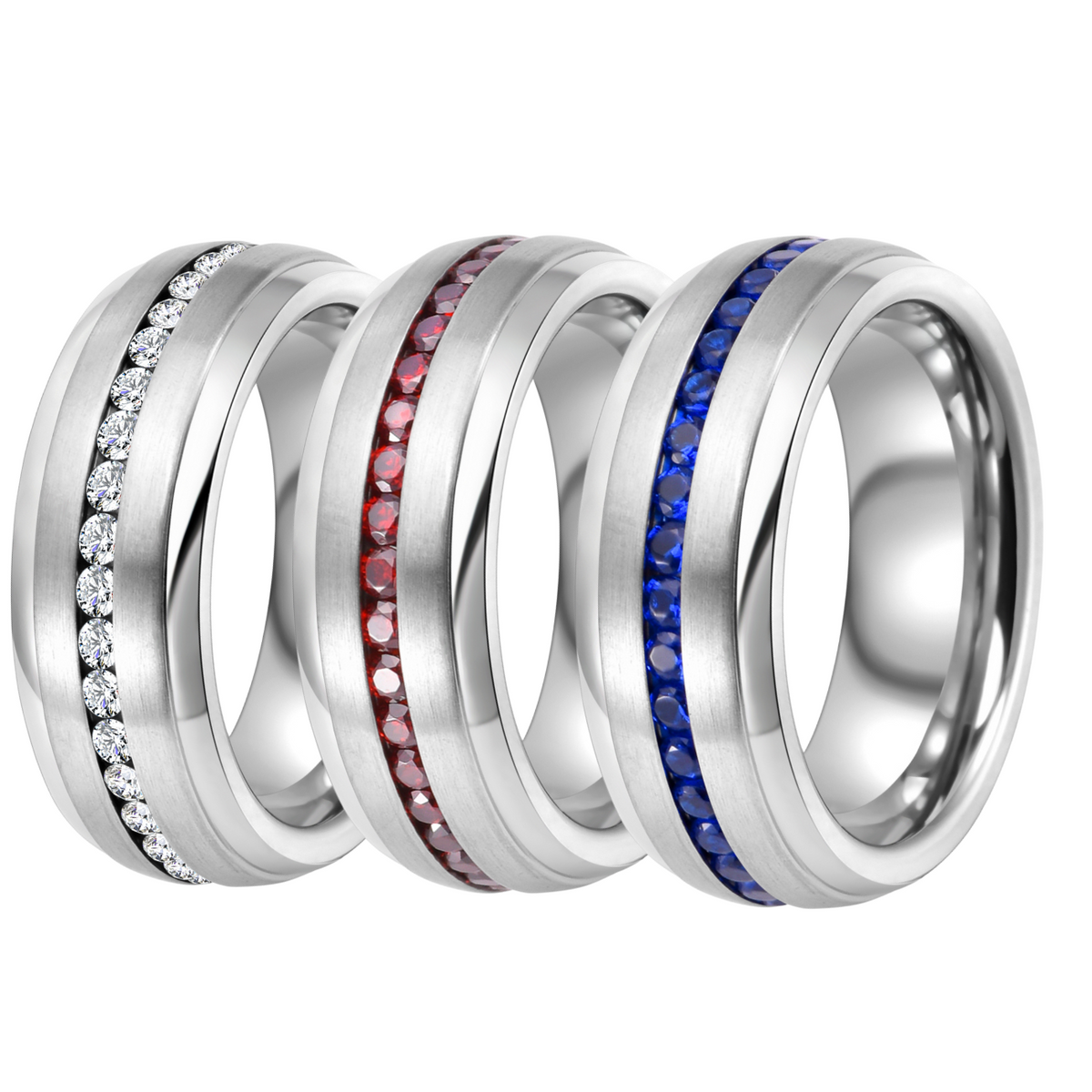 The Aristocratic 8mm Choose a Color CZ Eternity Domed Tungsten Mens We ...