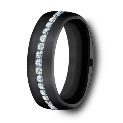 The Abe Black Titanium 20 Diamond Channel Set Mens Wedding Ring 6.5mm
