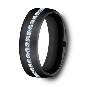 The Abe Black Titanium 20 Diamond Channel Set Mens Wedding Ring 6.5mm