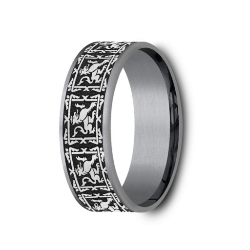 The Guardian Grey Tantalum and Grey/Black Titanium Griffin Etched Center 7.5mm