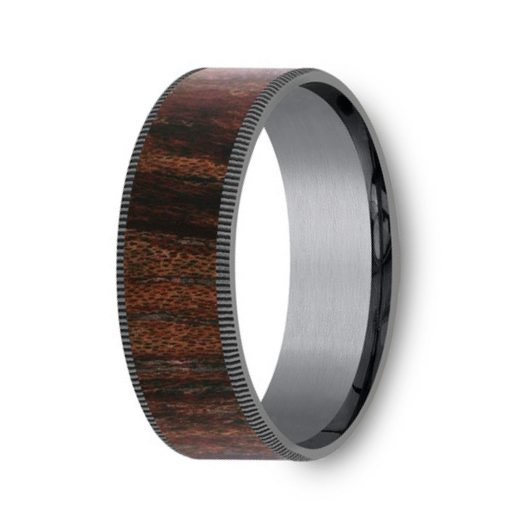 The Briarwood Cherry Wood Center Grey Tantalum Ring Coin Edge 7.5mm