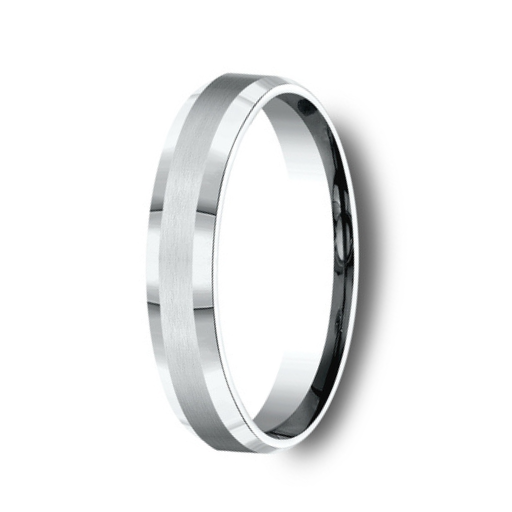 The Chancellor Satin 14K White Gold Men's Wedding Ring Beveled Edge 4mm
