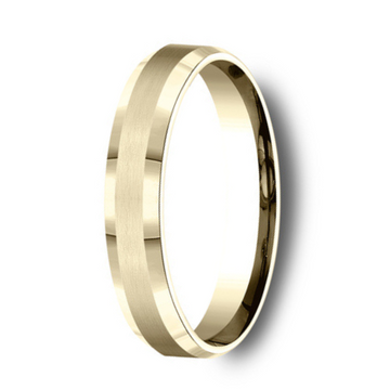 The Chancellor Satin 14K Yellow Gold Men's Wedding Band Beveled Edge 4mm
