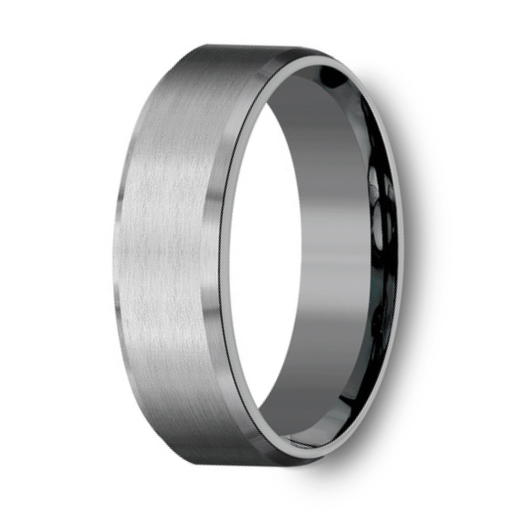 The Nobleman 7mm Tantalum Satin Finish Slight Beveled Edge Mens Ring